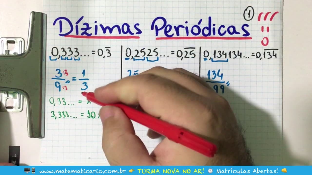 Thumbnail: ⏱ FRAÇÃO GERATRIZ DE DÍZIMAS PERIÓDICAS SIMPLES 👉 Minuto Matemática