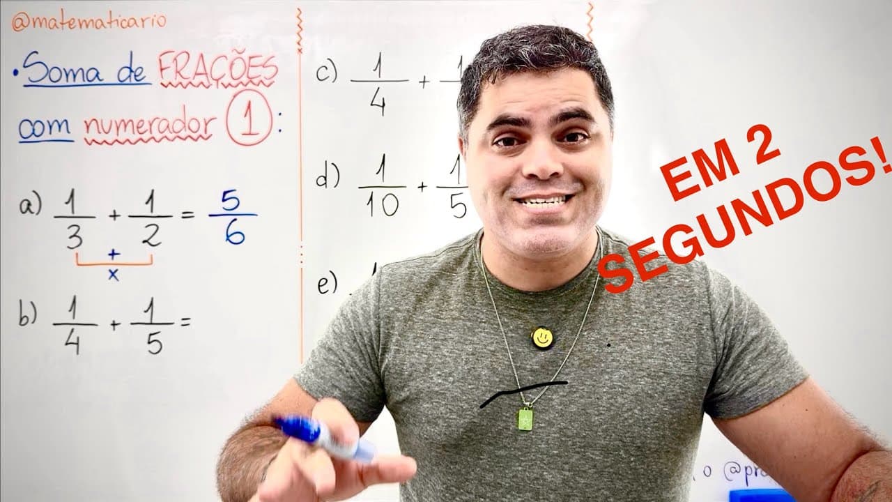 Thumbnail: 🤯 SOMA DE FRAÇÕES COM NUMERADOR 1 EM 2 SEGUNDOS SEM MMC! Rápido, prático e simples!
