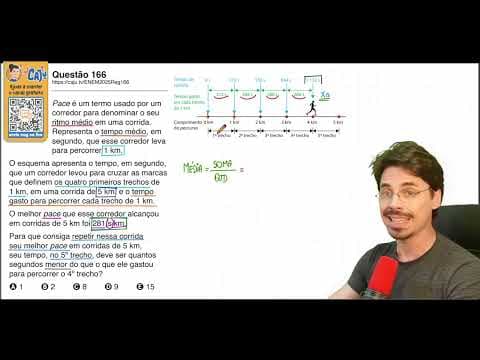 Thumbnail da aula: [ENEM 2025] 166 📘 MÉDIA ARITMÉTICA Pace é um termo usado por um corredor para denominar o seu ritmo