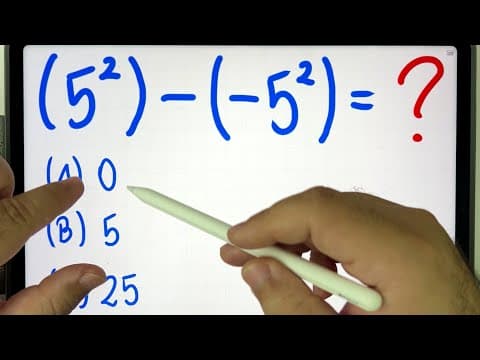 Thumbnail da aula: 🤯 MATEMÁTICA BÁSICA DESBUGADA - (5²)-(-5²) Potenciação Bugante que TODO MUNDO ERRA!