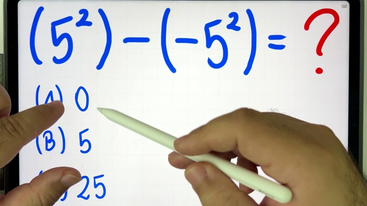 Thumbnail: 🤯 MATEMÁTICA BÁSICA DESBUGADA - (5²)-(-5²) Potenciação Bugante que TODO MUNDO ERRA!
