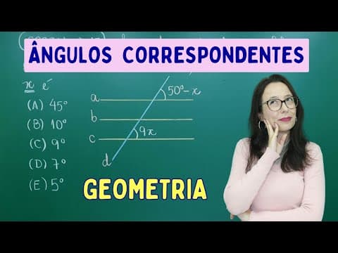 Thumbnail da aula: QUESTÃO de CONCURSO com GEOMETRIA - ÂNGULOS CORRESPONDENTES - Professora Angela Matemática
