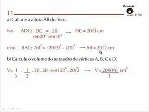 Thumbnail da aula: MAT 9, 10, 11 e 12 Resolução UNICAMP 2ª Fase