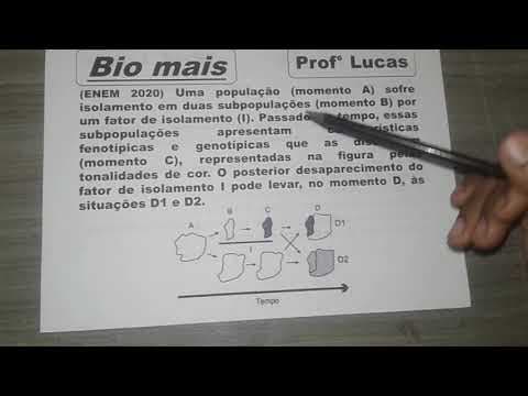 Thumbnail da aula: Uma população (momento A) sofre isolamento em duas subpopulações (momento B)... | CORREÇÃO ENEM 2020