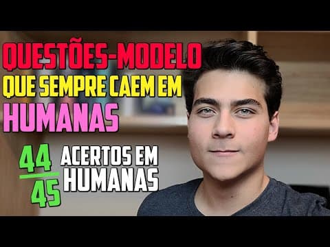 Thumbnail da aula: QUESTÕES que SEMPRE CAEM em HUMANAS no Enem - ACERTE 40+ COM QUESTÕES-MODELO