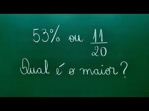 Thumbnail da aula: QUEM É MAIOR 53% ou 11/20? ∣ TRANSFORMAR FRAÇÃO EM PORCENTAGEM ∣ Professora Angela Matemática