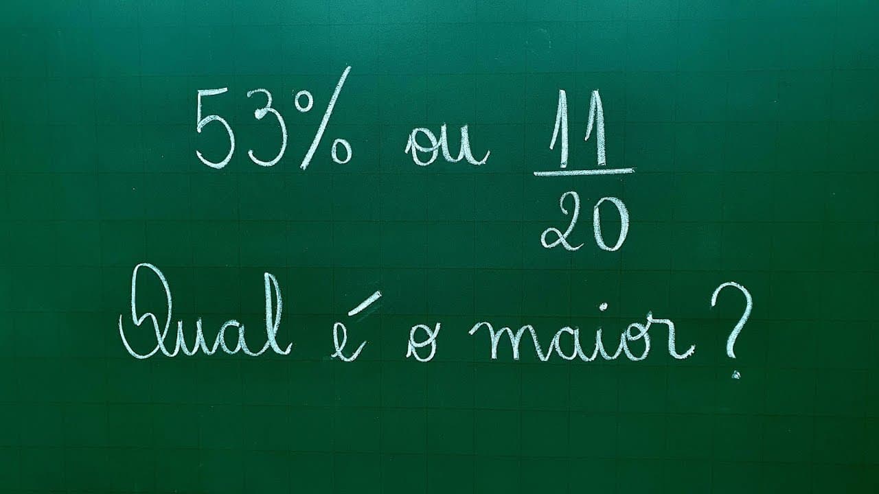 Thumbnail: QUEM É MAIOR 53% ou 11/20? ∣ TRANSFORMAR FRAÇÃO EM PORCENTAGEM ∣ Professora Angela Matemática