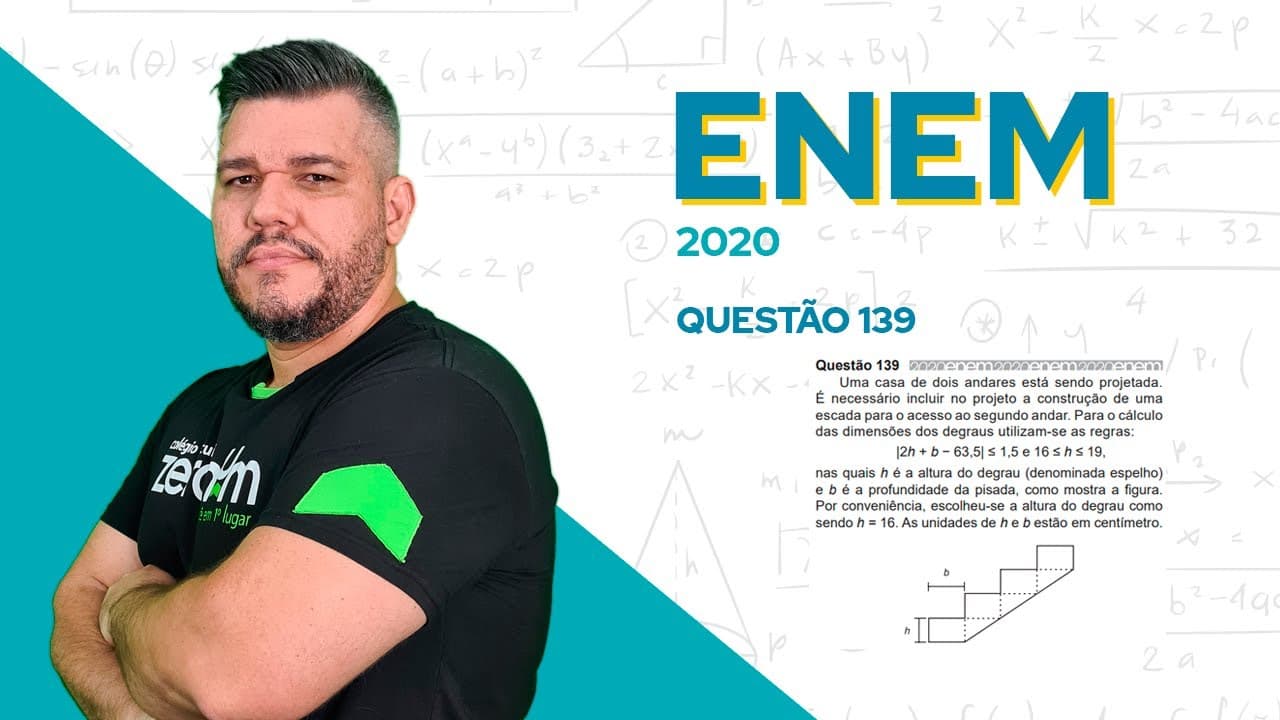 Thumbnail: ✅ QUESTÃO 139  - ENEM 2020 Matemática: Uma casa de dois andares está sendo projetada