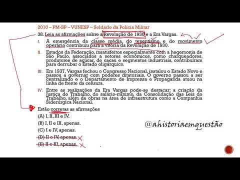 Thumbnail da aula: PM-SP 2010 QUESTÃO 38 DE HISTÓRIA RESOLVIDA(Q38 PMSP2010 VUNESP)