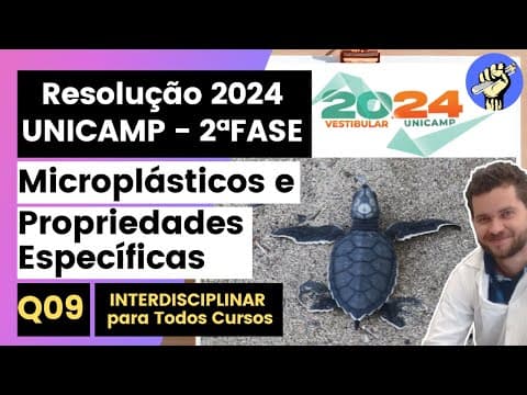 Thumbnail da aula: ✏️UNICAMP 2024 | Os microplásticos têm grande potencial para alterar a biota e o ecossistema do