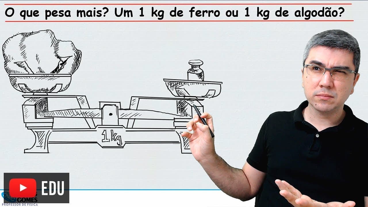 Thumbnail: O que pesa mais? Um quilo de ferro ou um quilo de algodão? | Física todo dia | Cotidiano