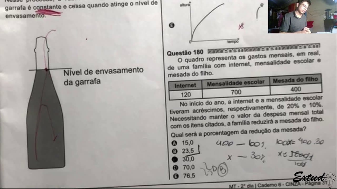 Thumbnail: Resolução ENEM 2020 - O quadro representa os gastos mensais, em real, de uma família com internet...