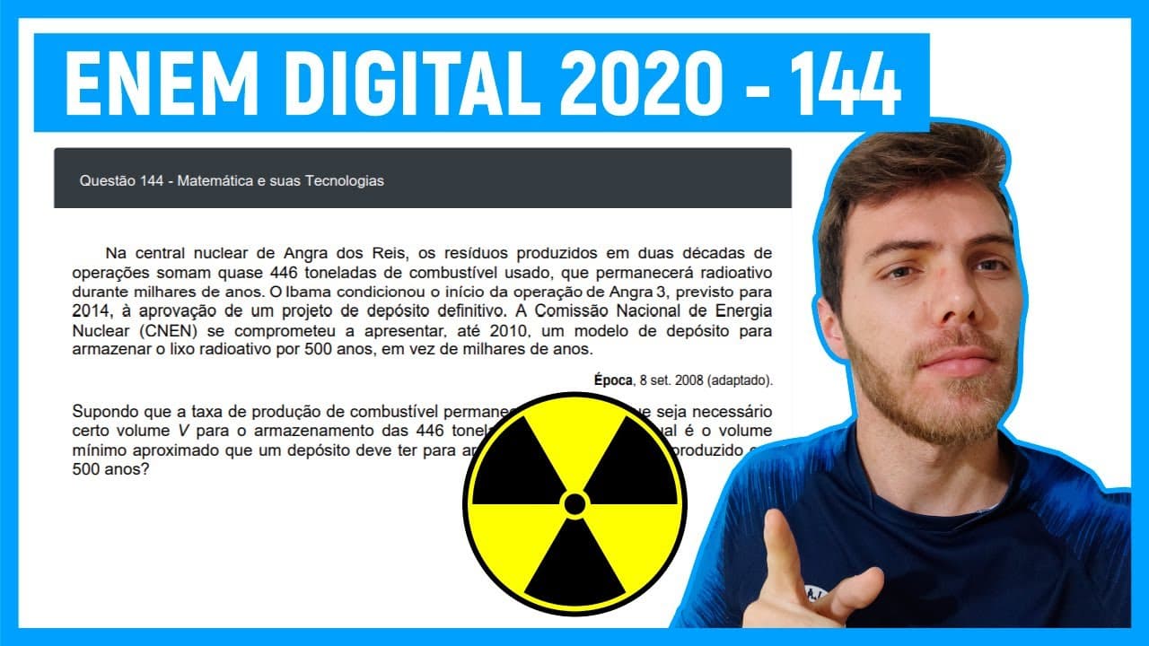 Thumbnail: 🛑Questão 144 Enem DIGITAL 2020 -  REGRA DE TRÊS - Na central nuclear de Angra dos Reis ...