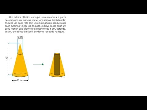 Thumbnail da aula: ENEM 2023-Um artista plástico esculpe uma escultura a partirde um bloco de madeira de lei, em ......