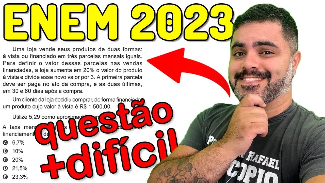 Thumbnail: 🔥 ENEM 2023 MATEMÁTICA 170: Uma loja vende seus produtos de duas formas JUROS COMPOSTOS FINANCEIRA