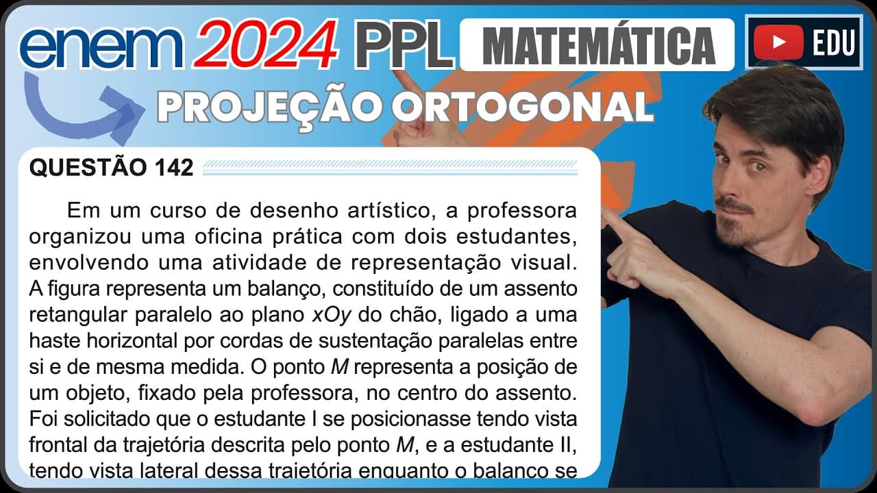 Thumbnail: [ENEM 2024 PPL] 142 📘 PROJEÇÃO ORTOGONAL Em um curso de desenho artístico, a professora organizou