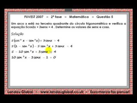 Thumbnail da aula: FUVEST USP 2007 MAT P2 Q5