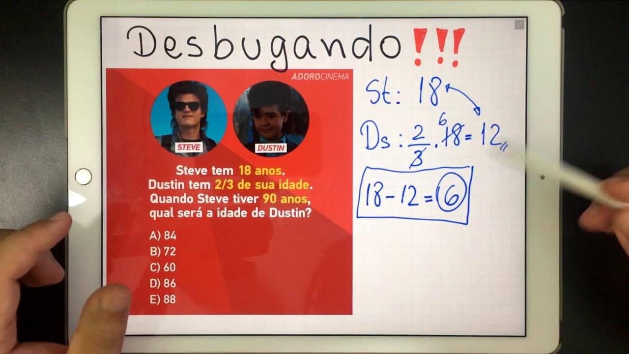Thumbnail: 🤔 VOCÊ CONSEGUE RESOLVER O PROBLEMA DAS IDADES DO STEVE E DO DUSTIN DE STRANGER THINGS?