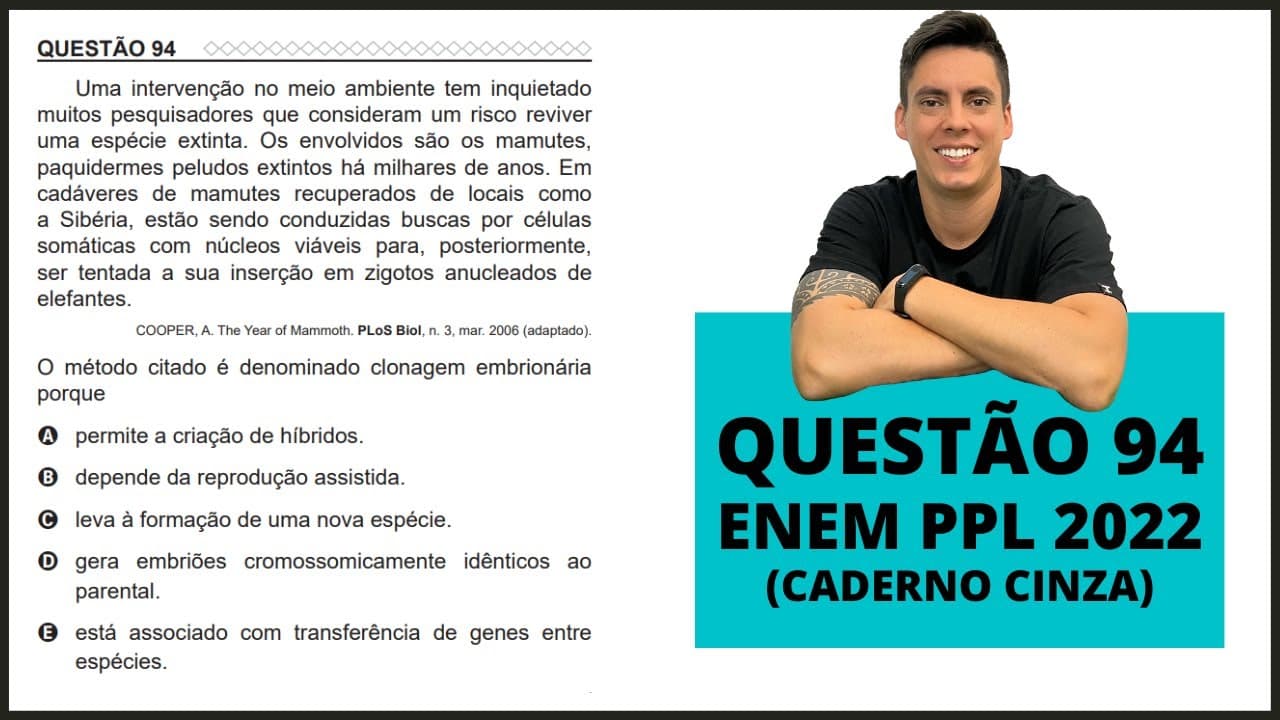 Thumbnail: BIOLOGIA ENEM PPL 2022! "Uma intervenção no meio ambiente tem inquietado muitos pesquisadores..."
