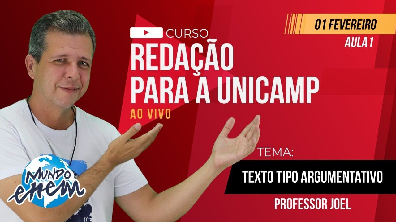 Thumbnail: REVISÃO DE REDAÇÃO PARA A 2ª FASE UNICAMP - TEXTO TIPO ARGUMENTATIVO