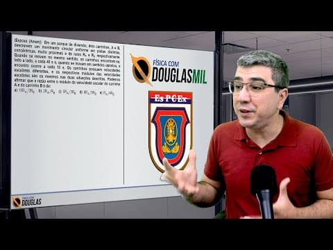Thumbnail da aula: Física com Douglas Militar | EsPCEx | Cinemática | Em um parque de diversão, dois carrinhos