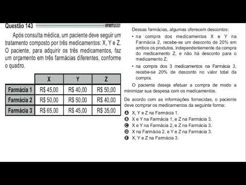 Thumbnail da aula: Enem 2021: Questão # 143(Após consulta médica, um paciente deve seguir um tratamento) Resolvida.