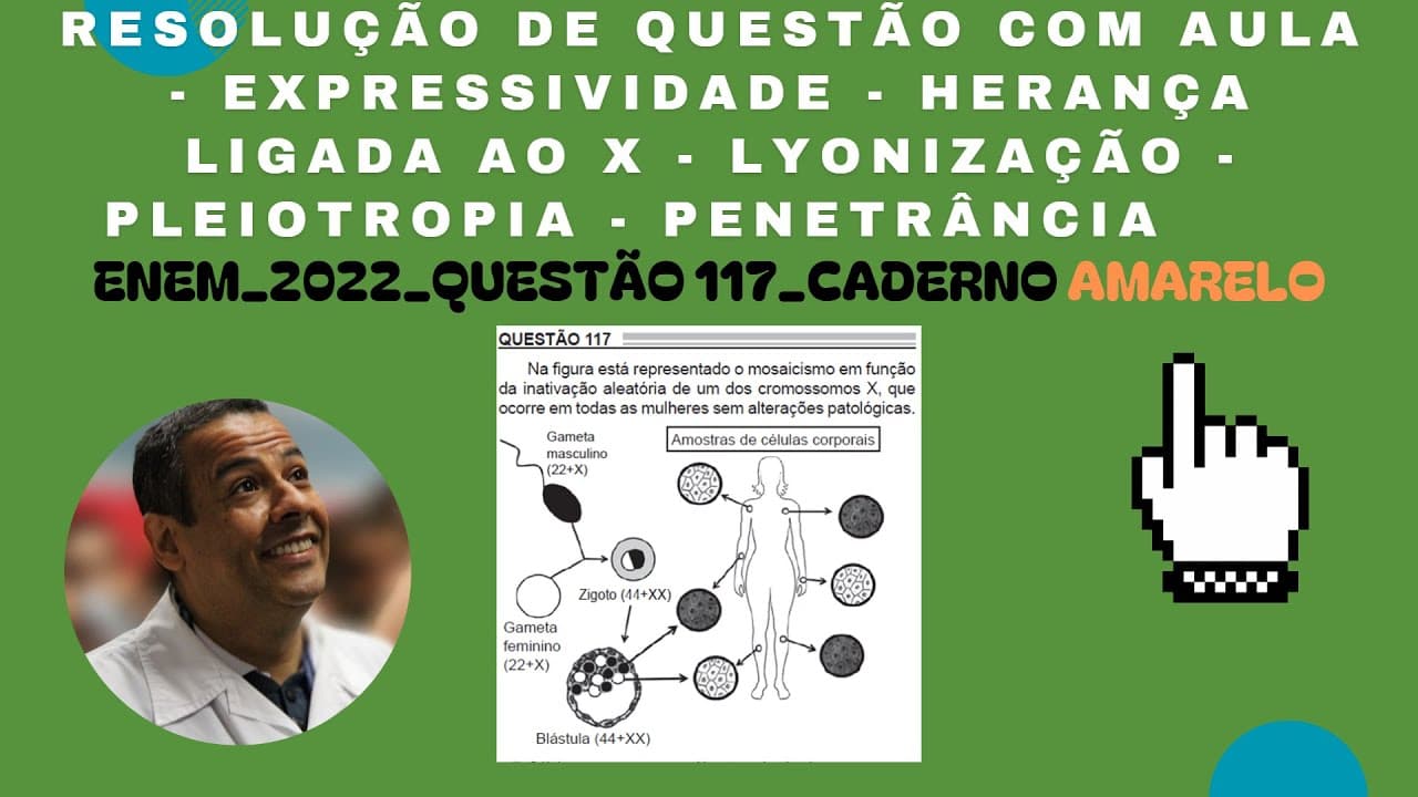 Thumbnail: ENEM 2022_QUESTÃO 117_ CADERNO AMARELO_EXPRESSÃO GÈNICA_HERANÇA LIGADA AO X_PLEIOTROPIA_PENETRÂNCIA