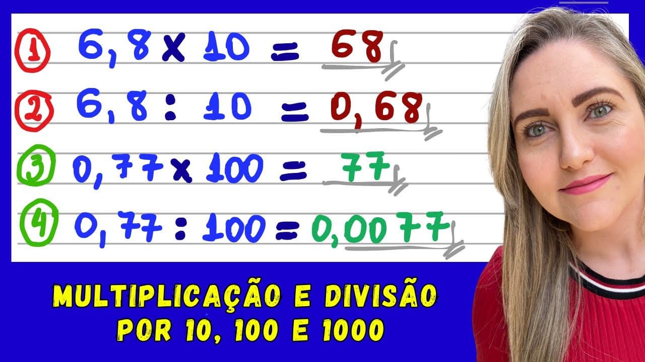 Thumbnail: MULTIPLICAÇÃO E DIVISÃO POR 10, 100 E 1000!EXPLICAÇÃO PARA FAZER MULTIPLICAÇÃO E DIVISÃO SEM CÁLCULO