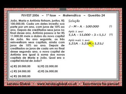 Thumbnail da aula: FUVEST USP 2006 MAT P1 Q24