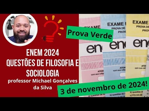 Thumbnail da aula: Correção Enem 2024 - Questões de filosofia e sociologia