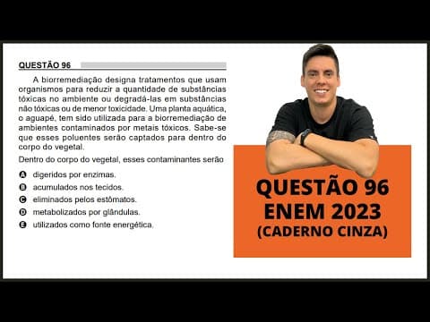 Thumbnail da aula: BIOLOGIA ENEM 2023! "A biorremediação designa tratamentos..."