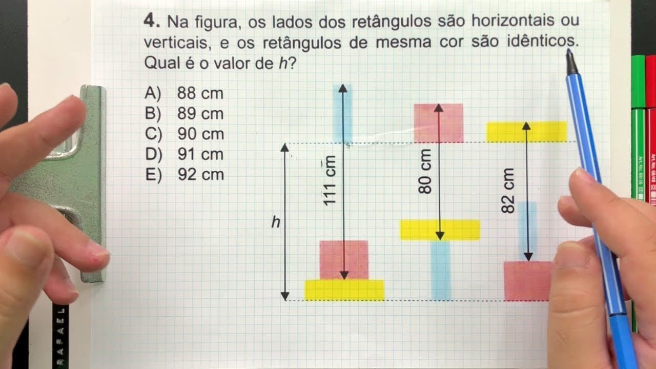 Thumbnail: ⚠️ Gabarito OBMEP 2019 👉🏻 Qual é o Valor de h nos RETÂNGULOS Horizontais ou Verticais