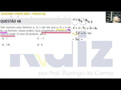 Thumbnail da aula: UNICAMP 2023 1ª FASE QUESTÃO 48 QZ