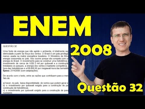 Thumbnail da aula: ENEM 2008 Questão 32 - Prova Amarela - Eletricidade - Prof Marcelo Boaro