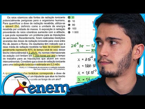 Thumbnail da aula: ENEM 2023 - Os raios cósmicos são fontes de radiação ionizante potencialmente perigosas para o organ