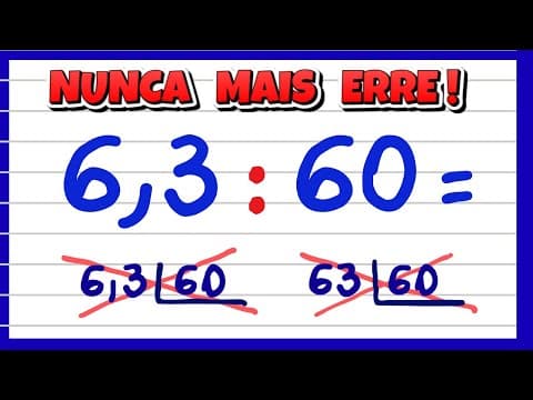 Thumbnail da aula: APRENDA DIVISÃO COM VÍRGULA! EXPLICAÇÃO DIVISÃO COM NÚMEROS DECIMAIS! VEM APRENDER MATEMÁTICA BÁSICA