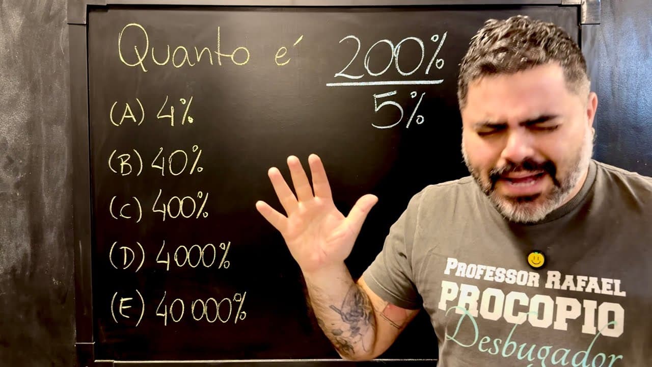Thumbnail: 200%/5% = ??? DIVISÃO DE PORCENTAGEM bugante! Você consegue resolver?