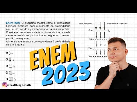 Thumbnail da aula: ENEM 2023 - MATEMÁTICA - O esquema mostra como a intensidade luminosa...
