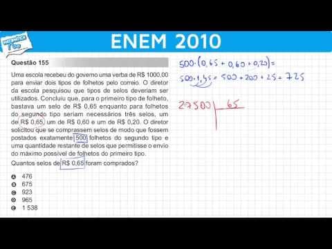 Thumbnail da aula: ENEM 2010 Matemática #20 - Expressão Numérica e Compra de Selos (com pegadinha)