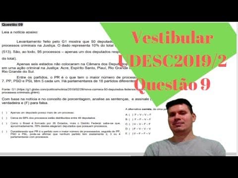 Thumbnail da aula: 39. Vestibular UDESC 2019/2 Questão 9