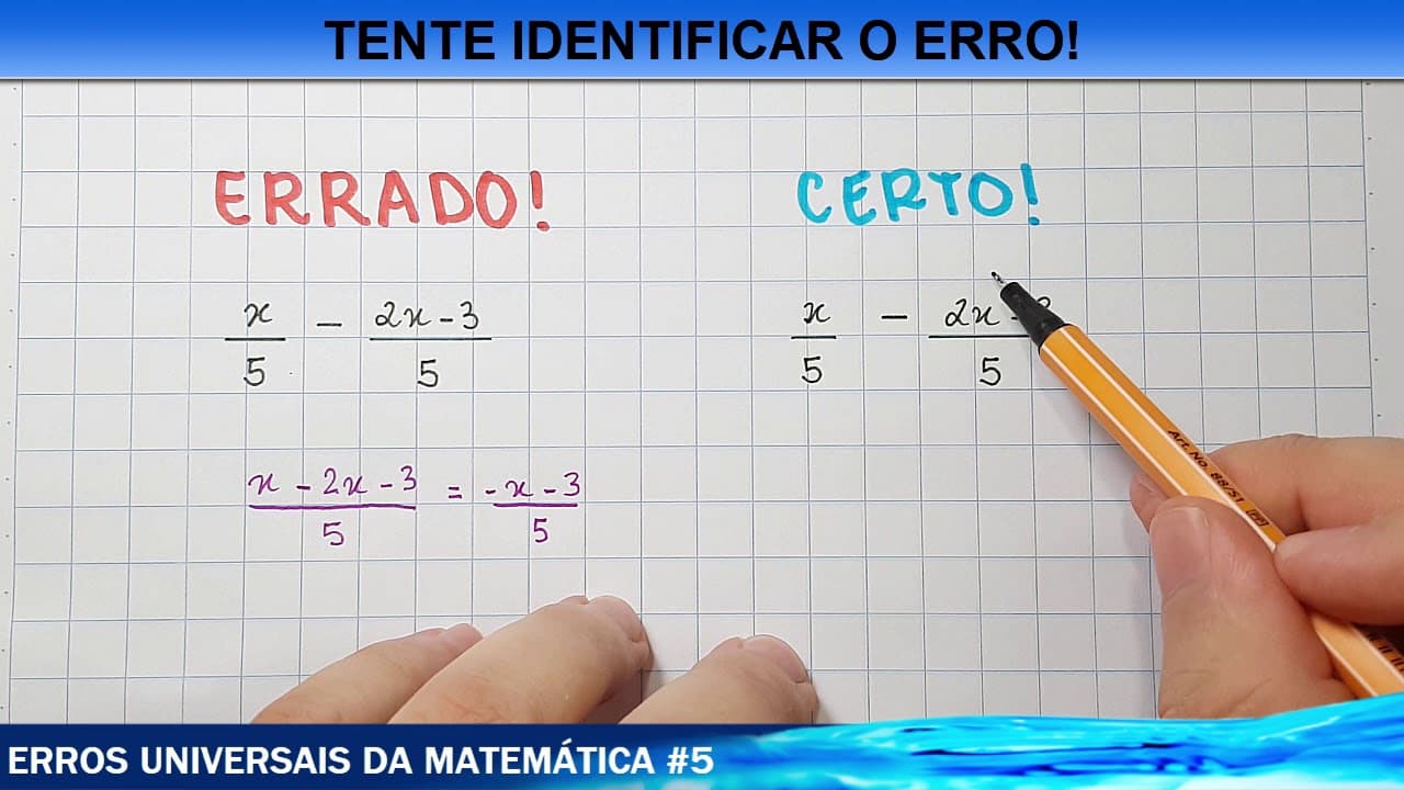 Thumbnail: ☑️ 98% erram essa conta! Erros Universais VI - O sinal em frações algébricas