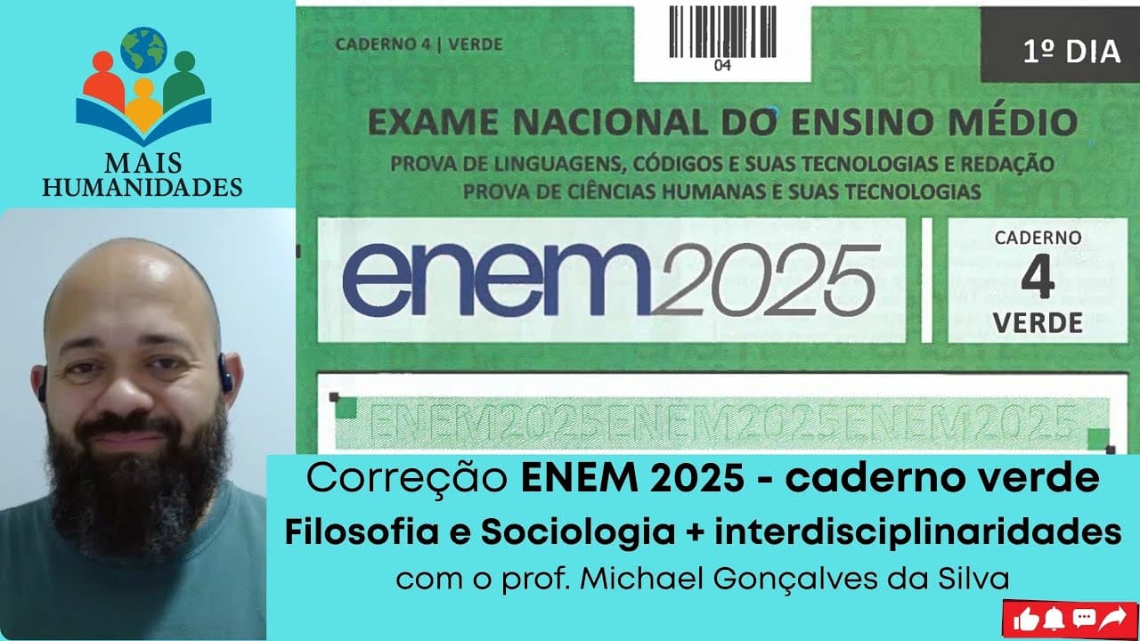 Thumbnail: CORREÇÃO ENEM 2025 – Filosofia e Sociologia | Prof. Michael Gonçalves da Silva