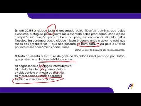 Thumbnail da aula: ENEM 2025 | A cidade justa é governada pelos filósofos, administrada pelos cientistas...