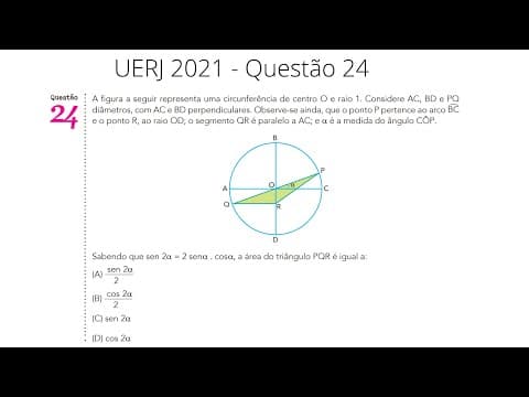 Thumbnail da aula: UERJ 2021 - A figura a seguir representa uma circunferência de centro O e raio 1.