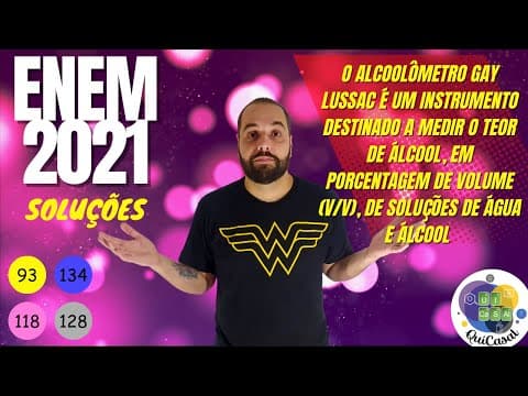 Thumbnail da aula: ENEM 2021 - O alcoolômetro Gay Lussac é um instrumento destinado a medir o teor de álcool
