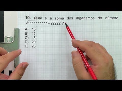 Thumbnail da aula: ⚠️ Gabarito OBMEP 2019 👉🏻 Raiz Quadrada BUGANTE e Soma dos Algarismos de um Número