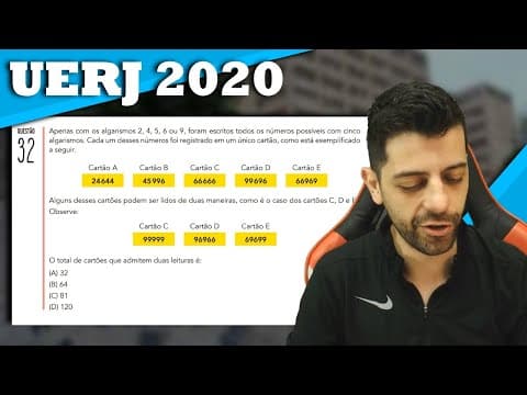 Thumbnail da aula: UERJ 2020 Q32 Apenas com os algarismos 2, 4, 5, 6 ou 9, foram escritos