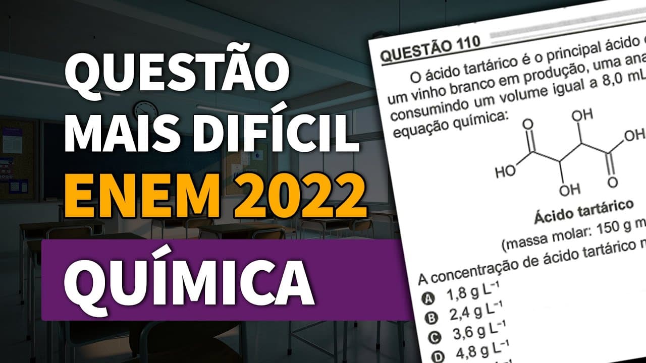 Thumbnail: ENTENDENDO A QUESTÃO MAIS DIFÍCIL DE QUÍMICA DO ENEM 2022 | ProEnem