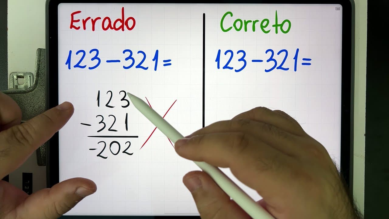 Thumbnail: 🤯 MATEMÁTICA BÁSICA DESBUGADA - 123-321 Por Que NÃO DÁ -202? | 2 Jeitos Corretos de Fazer!