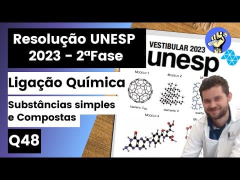Thumbnail da aula: ✏️UNESP 2023 | Observe os cinco modelos de estruturas. Representam uma molécula isolada de